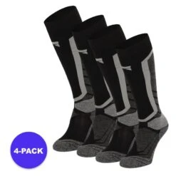 Chaussettes De Snowboard Xtreme Noires 4-PACK Unisexe