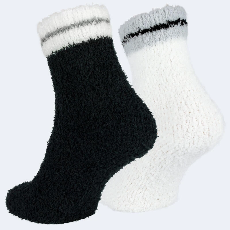 Chaussettes Douillettes | Femme | 2 Paires | Taille Unique | Noir/Blanc 5 Chaussettes Douillettes | Femme | 2 Paires | Taille Unique | Noir/Blanc – Image 5