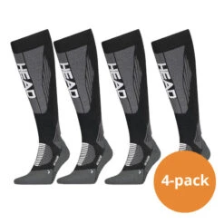Lote De 4 Paires De Chaussettes De Ski Montantes Unisexes HEAD Racer Black/White