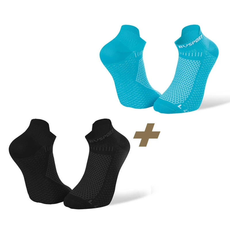 BV Sport Pack X2 | Socquettes Ultra-courtes Running Light 3D Noir/bleu 1 BV Sport Pack X2 | Socquettes Ultra-courtes Running Light 3D Noir/bleu