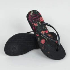 Havaianas TONGS FEMME SLIM Floral Noire -Meilleur Chaussures Magasin tongs femme slim floral noire 3